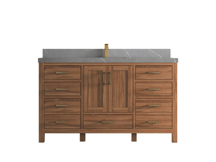 Malibu Teak Wood 60 in. W x 22 in. D Single Sink Bathroom Vanity - photo 38