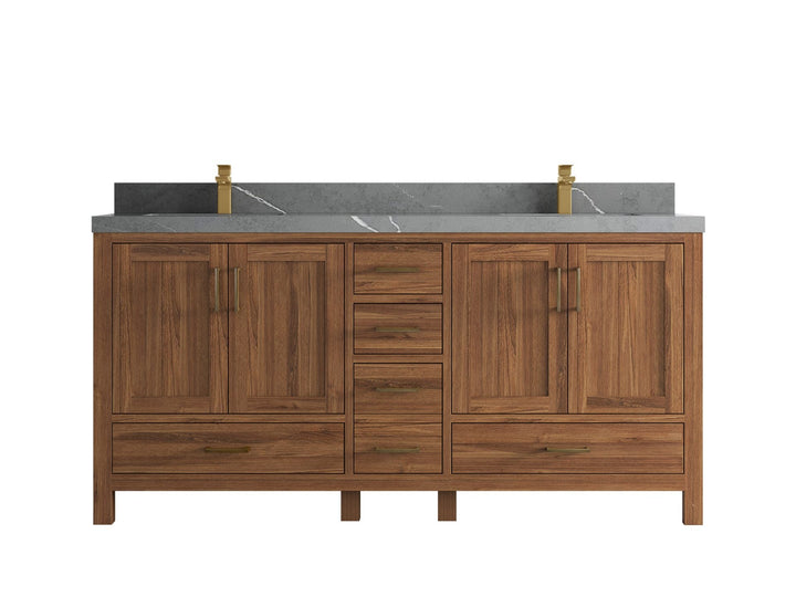 Malibu Teak Wood 72 in. W x 22 in. D Double Sink Bathroom Vanity - photo 37