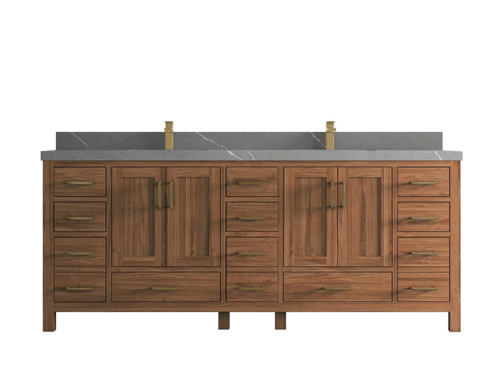 Malibu Teak Wood 84 in. W x 22 in. D Double Sink Bathroom Vanity - photo 37