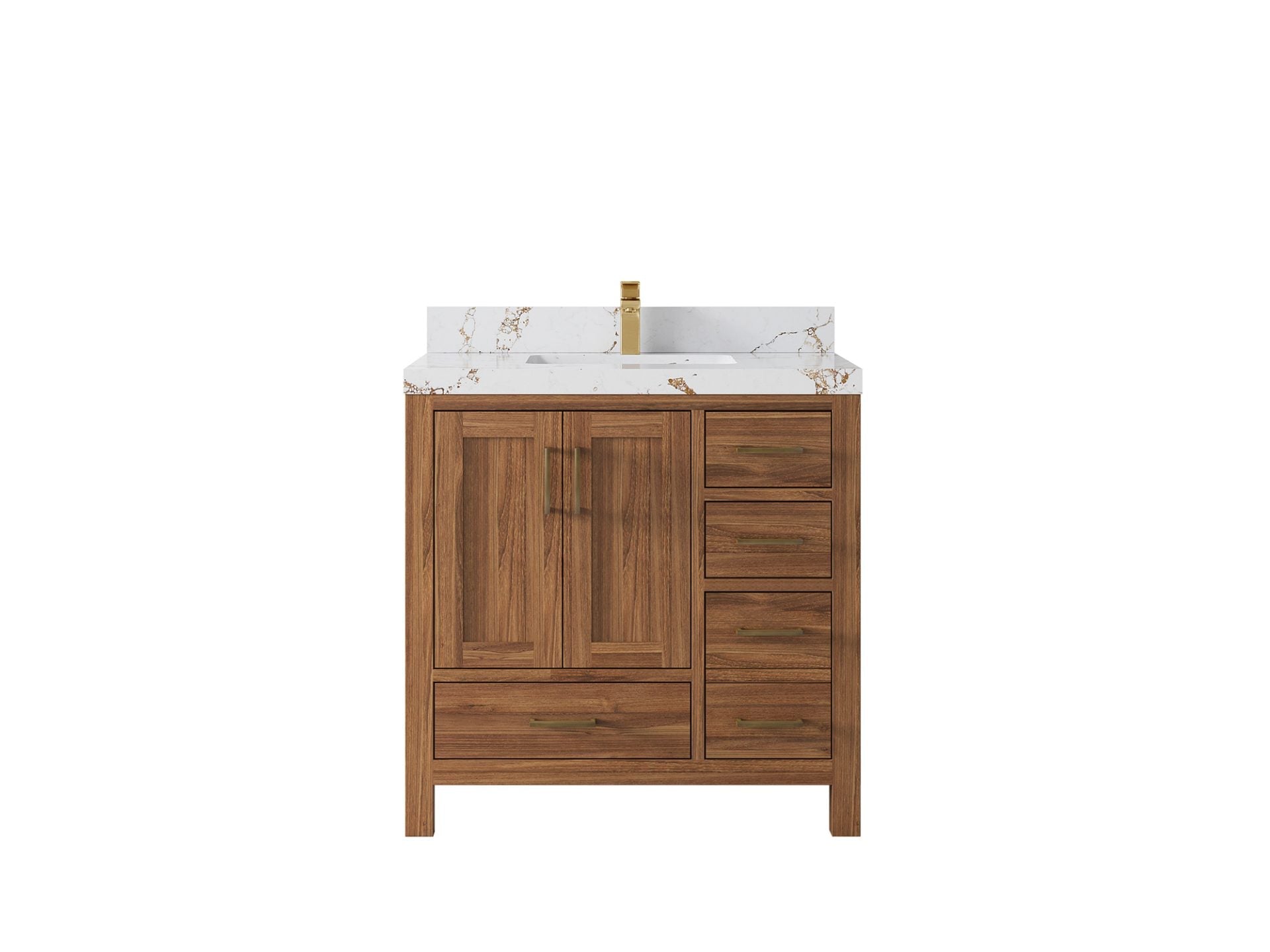 Malibu Teak Wood 36 in. W x 22 in. D Center Sink Bathroom Vanity