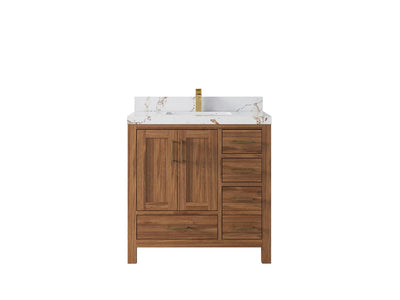 Malibu Teak Wood 36 in. W x 22 in. D Center Sink Bathroom Vanity