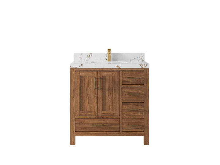 Malibu Teak Wood 36 in. W x 22 in. D Center Sink Bathroom Vanity - photo 39