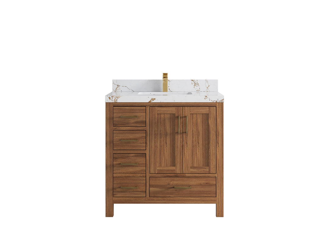 Malibu Teak Wood 36 in. W x 22 in. D Center Sink Bathroom Vanity