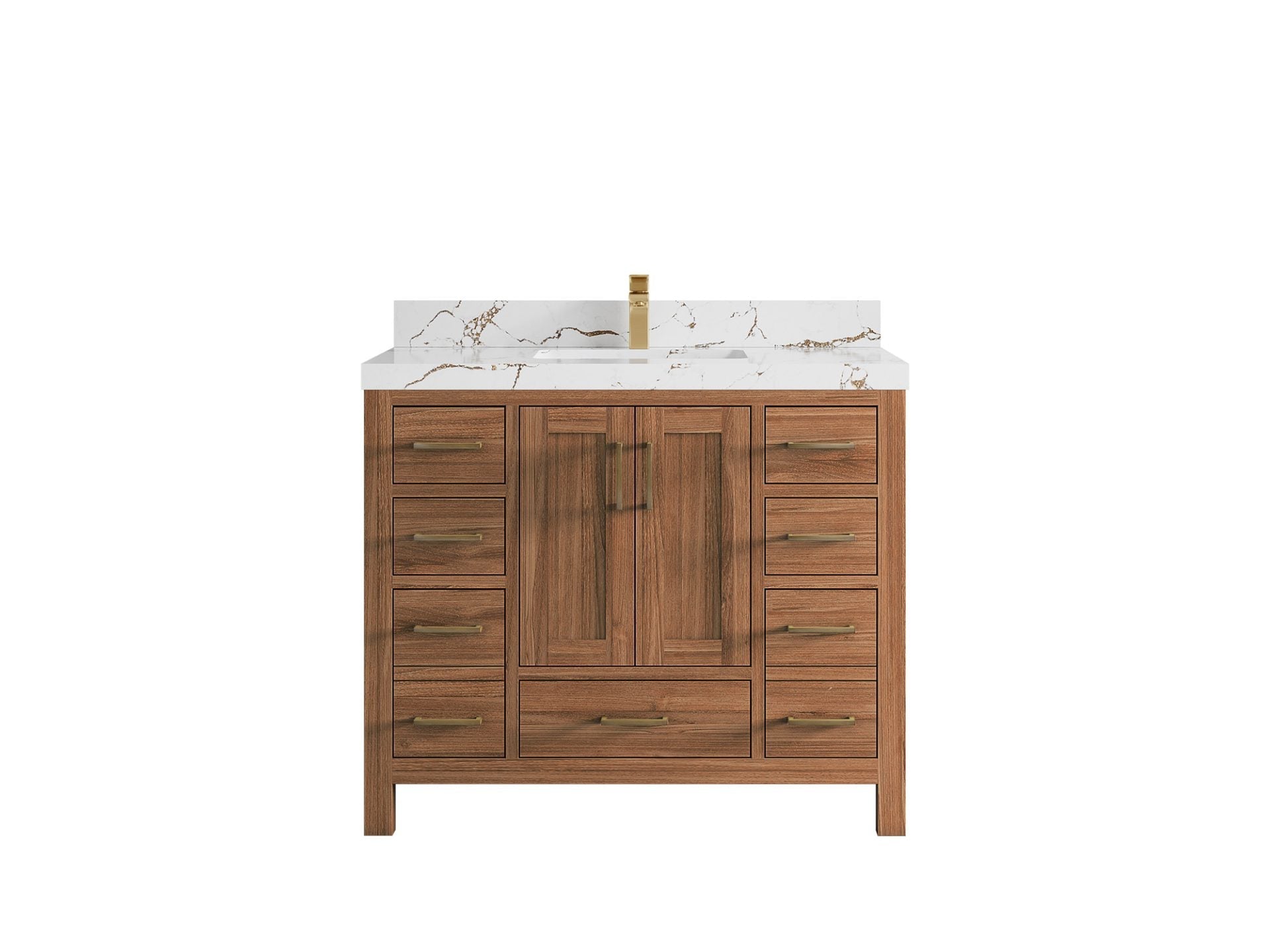 Malibu Teak Wood 42 in. W x 22 in. D Single Sink Bathroom Vanity