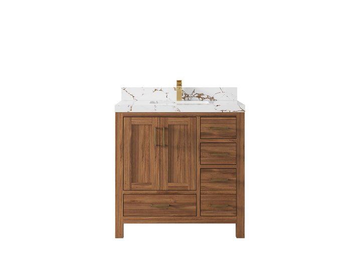 Malibu Teak Wood 36 in. W x 22 in. D Center Sink Bathroom Vanity - photo 41