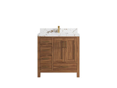 Malibu Teak Wood 36 in. W x 22 in. D Center Sink Bathroom Vanity - photo 40