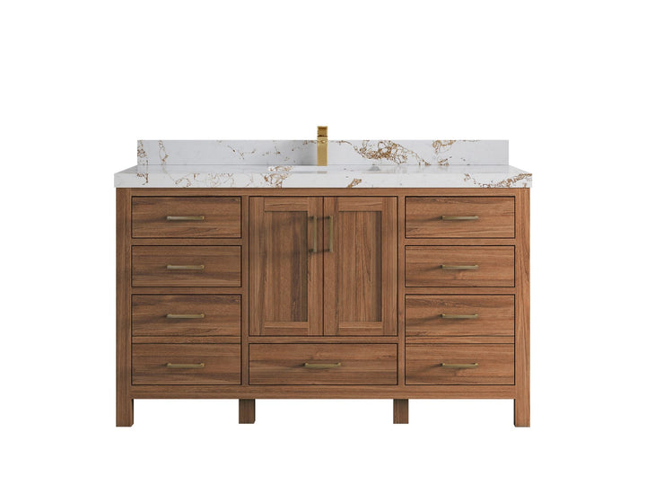 Malibu Teak Wood 60 in. W x 22 in. D Single Sink Bathroom Vanity - photo 42