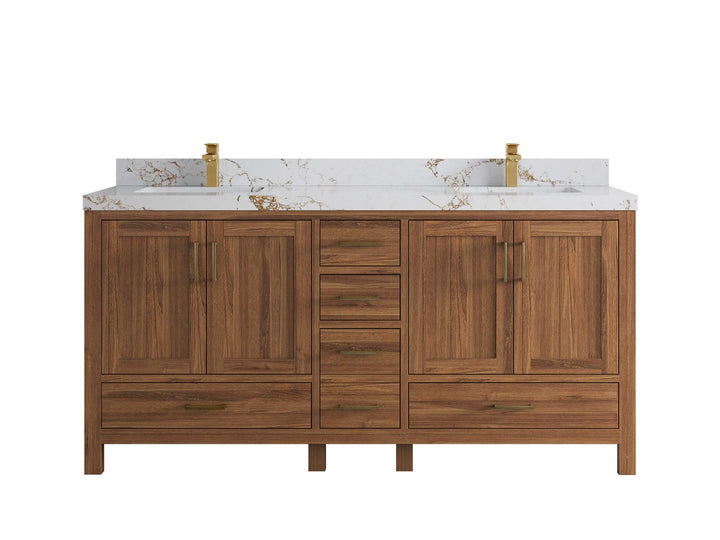 Malibu Teak Wood 72 in. W x 22 in. D Double Sink Bathroom Vanity - photo 41