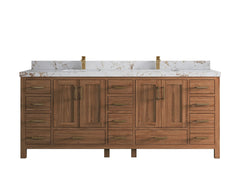 Malibu Teak Wood 84 in. W x 22 in. D Double Sink Bathroom Vanity - photo 41