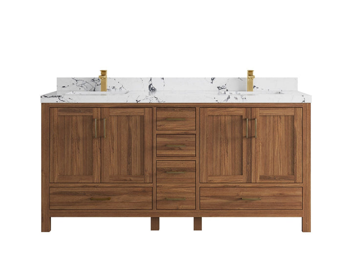 Malibu Teak Wood 72 in. W x 22 in. D Double Sink Bathroom Vanity - photo 43