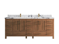 Malibu Teak Wood 84 in. W x 22 in. D Double Sink Bathroom Vanity - photo 43