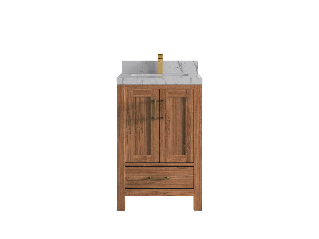 Malibu Teak Wood 24 in. W x 22 in. D Single Sink Bathroom Vanity