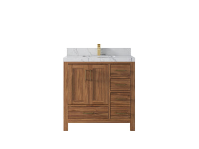 Malibu Teak Wood 36 in. W x 22 in. D Center Sink Bathroom Vanity