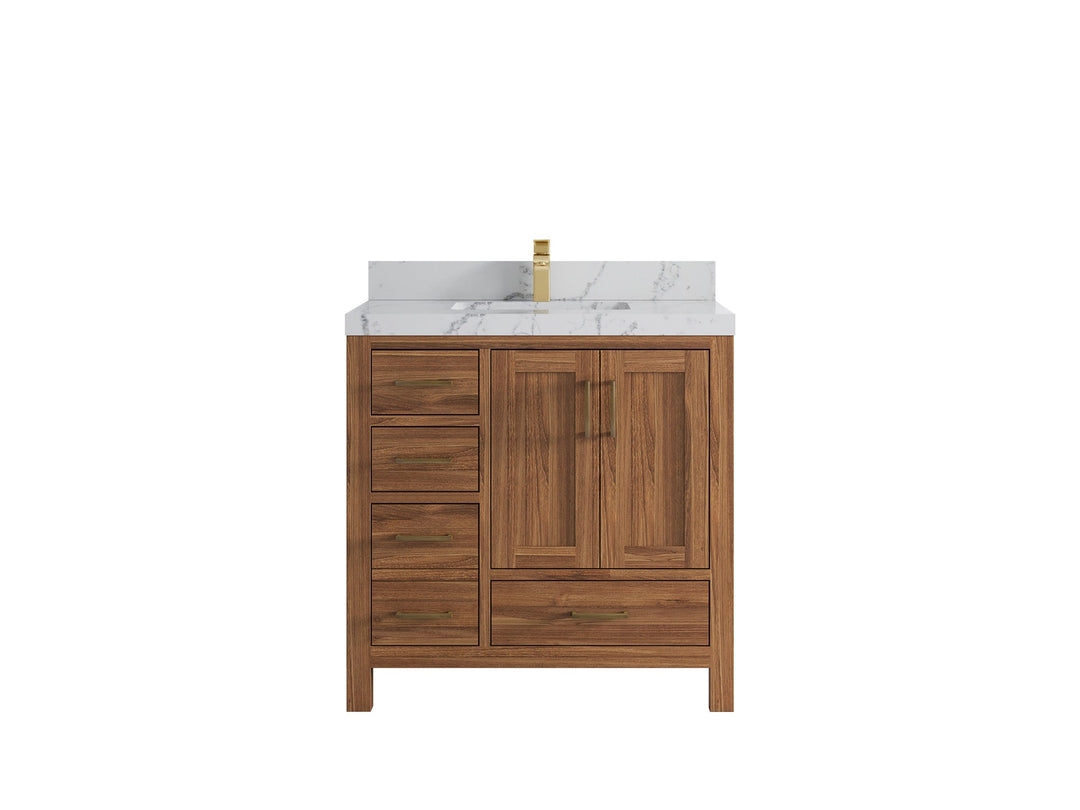Malibu Teak Wood 36 in. W x 22 in. D Center Sink Bathroom Vanity