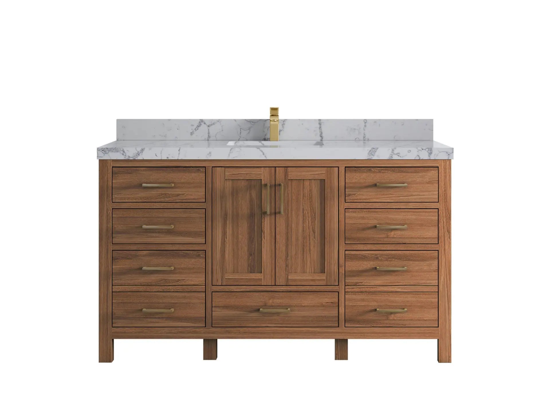 Malibu Teak Wood 60 in. W x 22 in. D Single Sink Bathroom Vanity