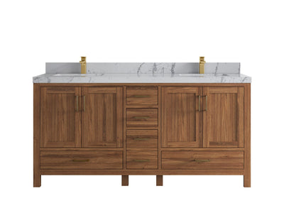 Malibu Teak Wood 72 in. W x 22 in. D Double Sink Bathroom Vanity