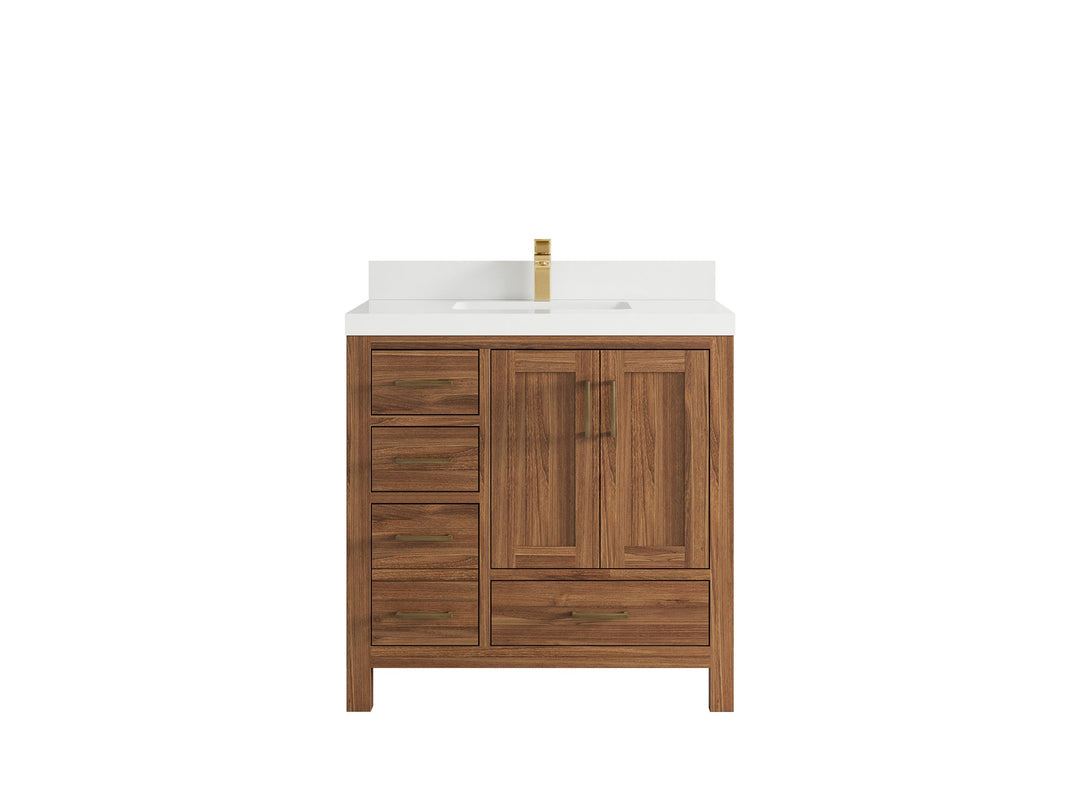Malibu Teak Wood 36 in. W x 22 in. D Center Sink Bathroom Vanity