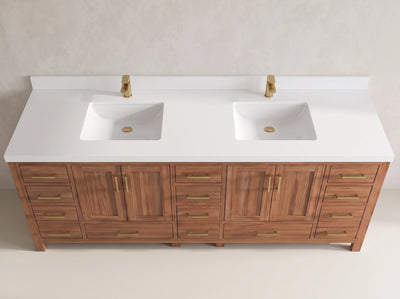 Malibu Teak Wood 96 in. W x 22 in. D Double Sink Bathroom Vanity
