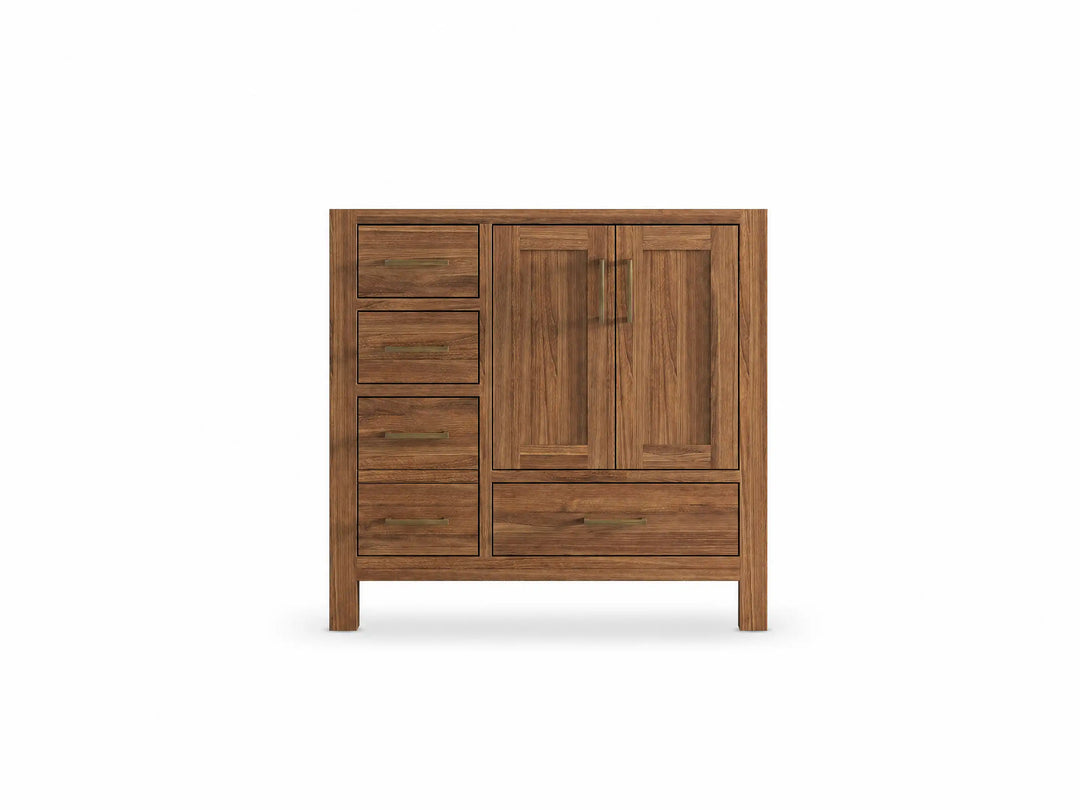 Malibu Teak Wood 36 in. W x 22 in. D Center Sink Bathroom Vanity | 
              
                Dark Natural Teak
                
                  
             - MLB_TK_DNT_WHQZ_36CR - photo №48