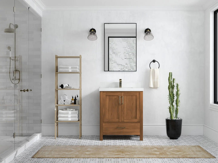 Malibu Teak Wood 30 in. W x 22 in. D Single Sink Bathroom Vanity - photo 4