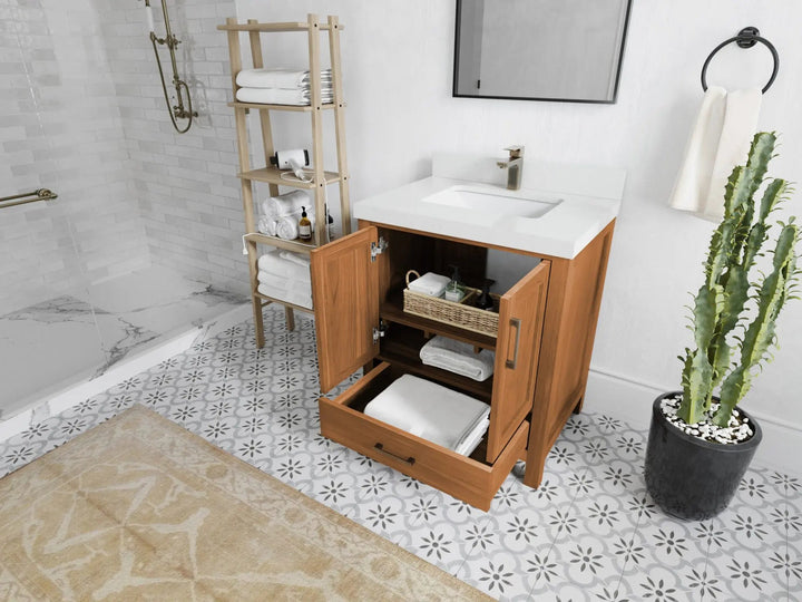 Malibu Teak Wood 30 in. W x 22 in. D Single Sink Bathroom Vanity - photo 3