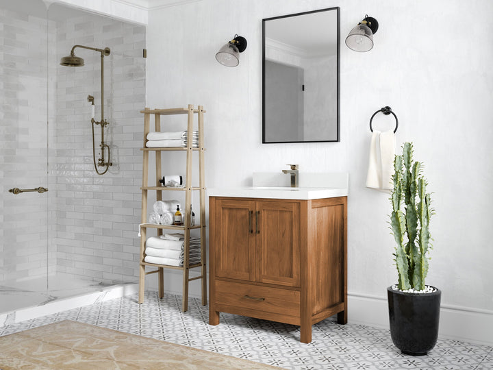 Malibu Teak Wood 30 in. W x 22 in. D Single Sink Bathroom Vanity - photo 4