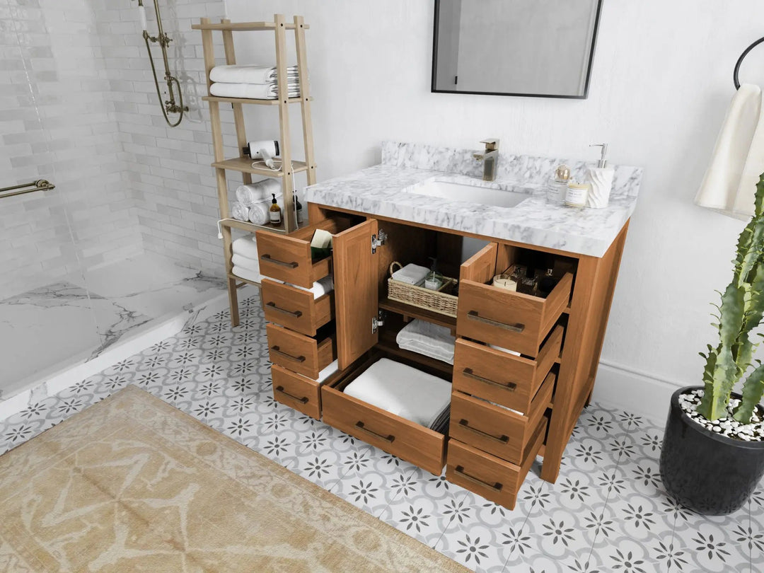 Malibu Teak Wood 42 in. W x 22 in. D Single Sink Bathroom Vanity