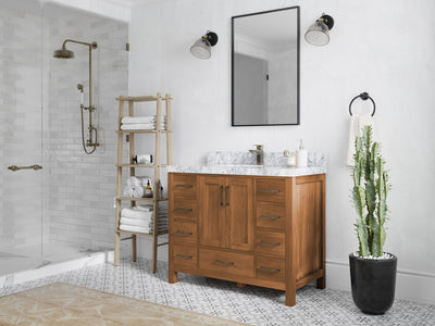 Malibu Teak Wood 42 in. W x 22 in. D Single Sink Bathroom Vanity