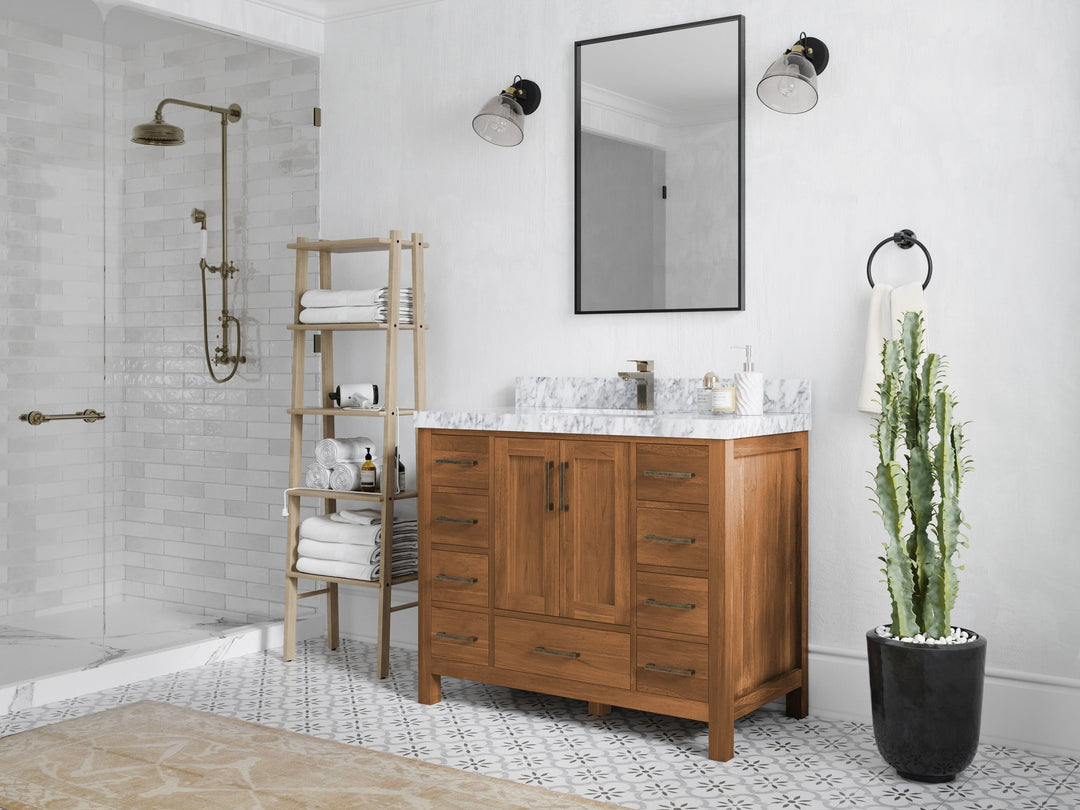 Malibu Teak Wood 42 in. W x 22 in. D Single Sink Bathroom Vanity