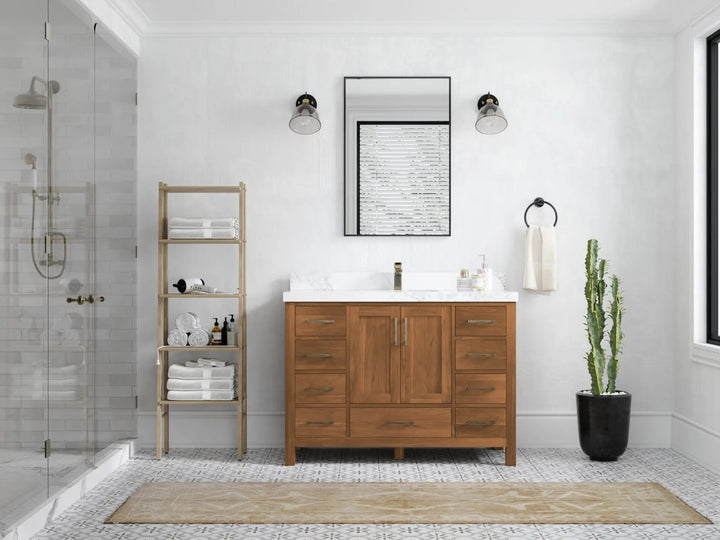Malibu Teak Wood 48 in. W x 22 in. D Single Sink Bathroom Vanity - photo 4