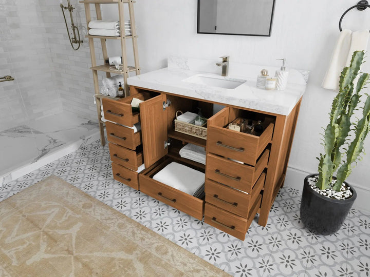 Malibu Teak Wood 48 in. W x 22 in. D Single Sink Bathroom Vanity - photo 3