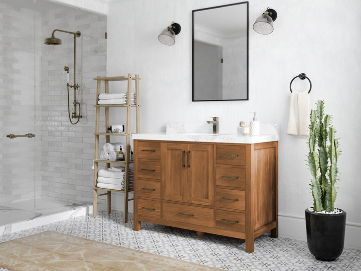 Malibu Teak Wood 48 in. W x 22 in. D Single Sink Bathroom Vanity - photo 2