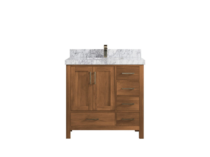 Malibu Teak Wood 36 in. W x 22 in. D Center Sink Bathroom Vanity - photo 12