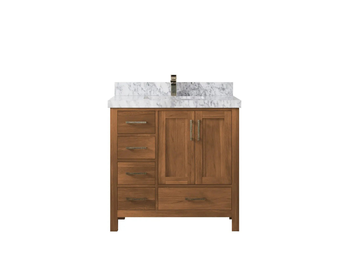 Malibu Teak Wood 36 in. W x 22 in. D Center Sink Bathroom Vanity
