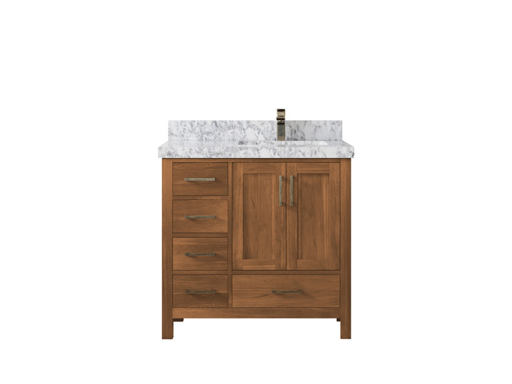 Malibu Teak Wood 36 in. W x 22 in. D Right Offset Sink Bathroom Vanity - photo 25