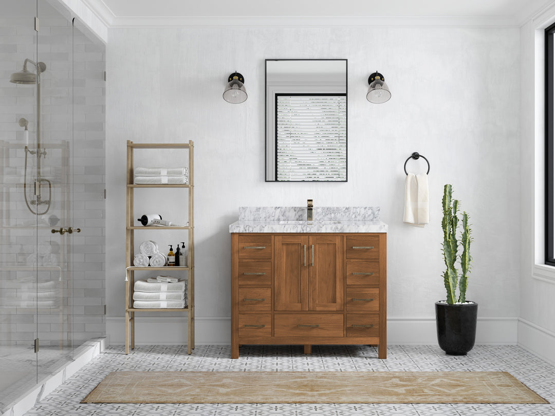 Malibu Teak Wood 42 in. W x 22 in. D Single Sink Bathroom Vanity