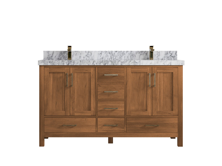 Malibu Teak Wood 60 in. W x 22 in. D Double Sink Bathroom Vanity - photo 25