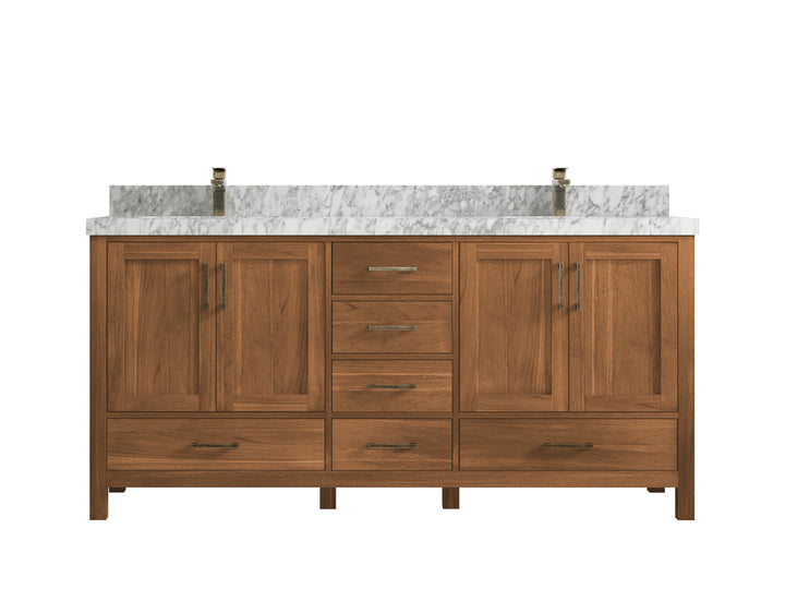 Malibu Teak Wood 72 in. W x 22 in. D Double Sink Bathroom Vanity - photo 21