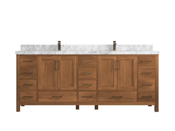 Malibu Teak Wood 84 in. W x 22 in. D Double Sink Bathroom Vanity - photo 23