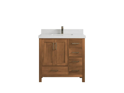 Malibu Teak Wood 36 in. W x 22 in. D Center Sink Bathroom Vanity