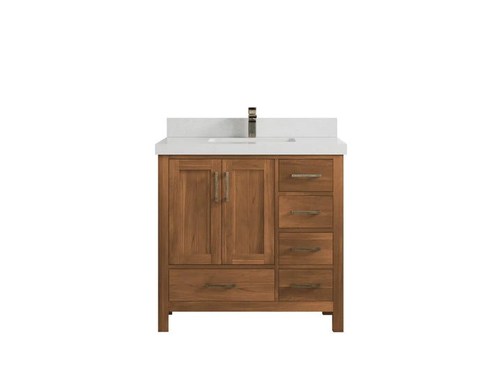 Malibu Teak Wood 36 in. W x 22 in. D Center Sink Bathroom Vanity - photo 13