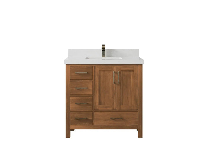 Malibu Teak Wood 36 in. W x 22 in. D Center Sink Bathroom Vanity - photo 13