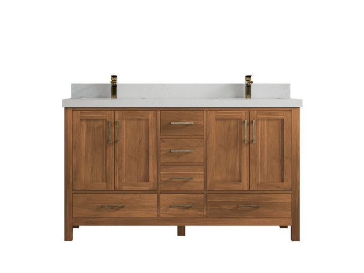 Malibu Teak Wood 60 in. W x 22 in. D Double Sink Bathroom Vanity - photo 27