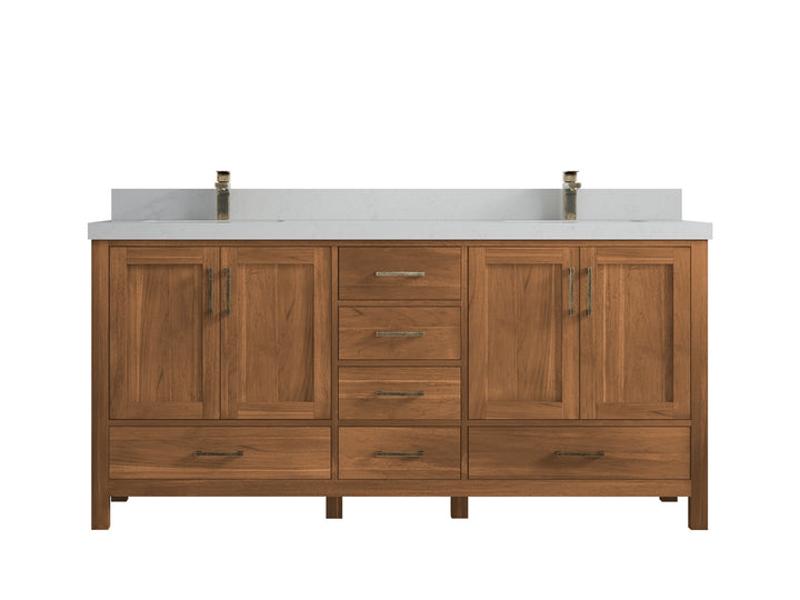 Malibu Teak Wood 72 in. W x 22 in. D Double Sink Bathroom Vanity - photo 23