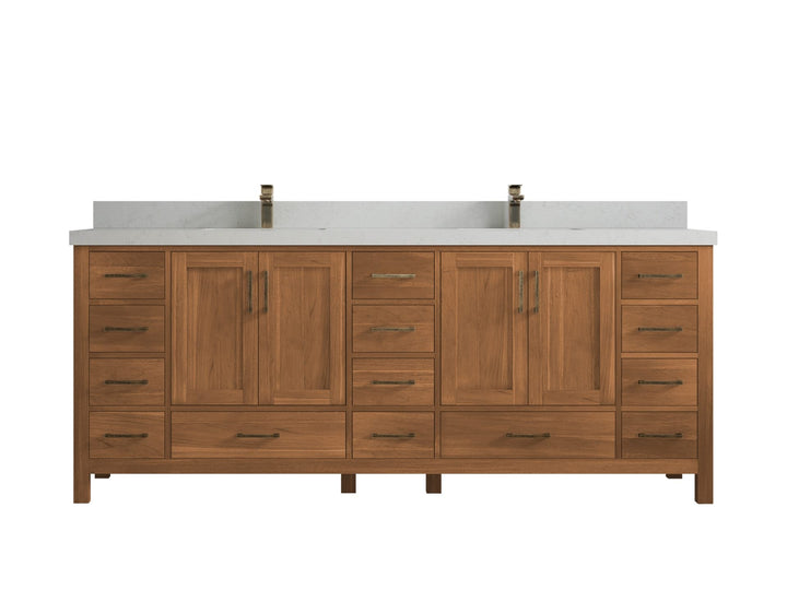 Malibu Teak Wood 84 in. W x 22 in. D Double Sink Bathroom Vanity - photo 25