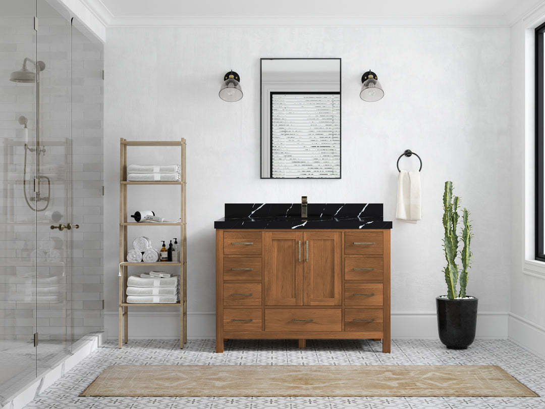 Malibu Teak Wood 48 in. W x 22 in. D Single Sink Bathroom Vanity
