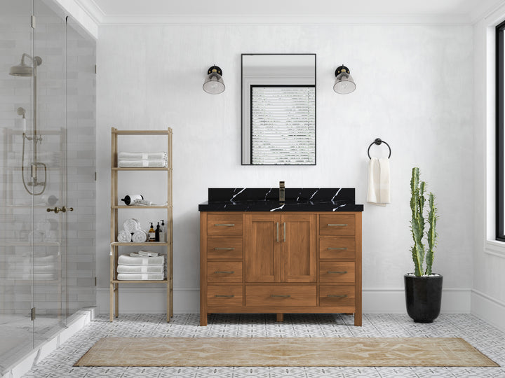 Malibu Teak Wood 48 in. W x 22 in. D Single Sink Bathroom Vanity - photo 15