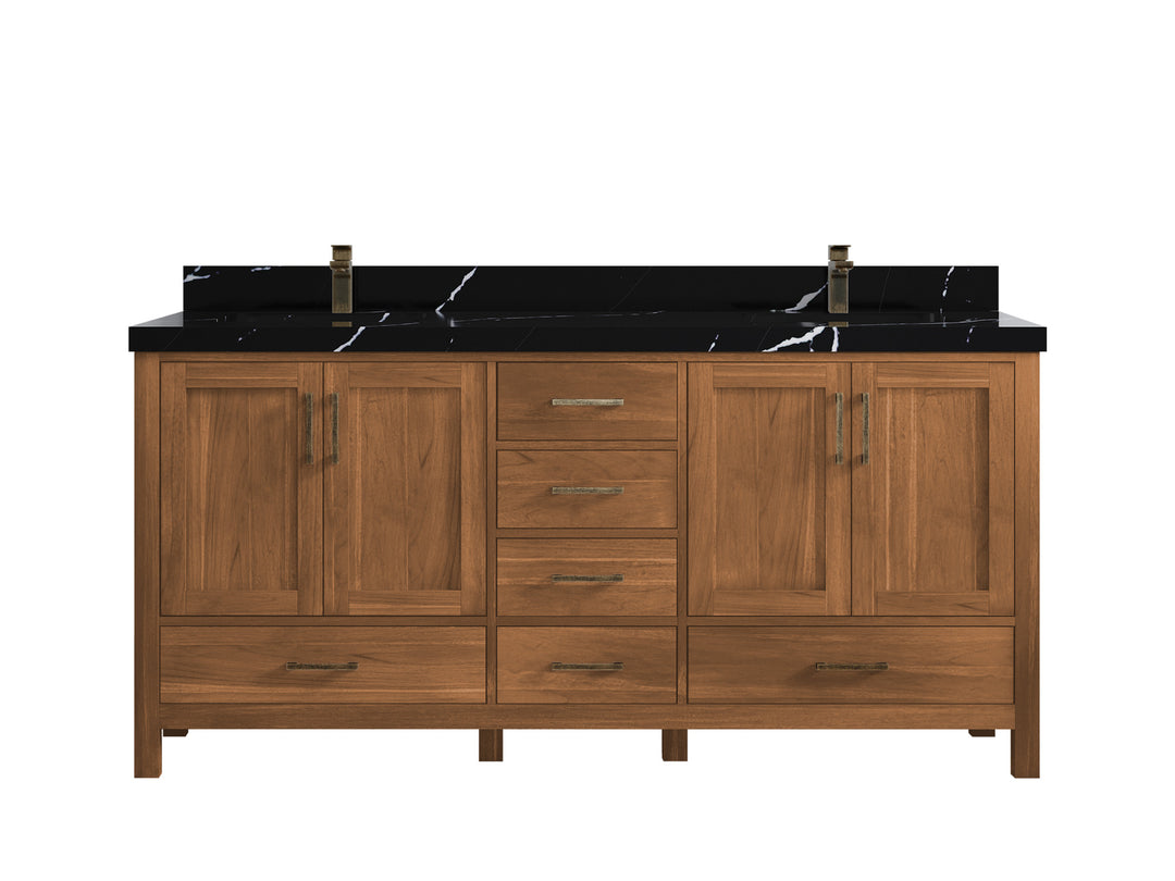 Malibu Teak Wood 72 in. W x 22 in. D Double Sink Bathroom Vanity