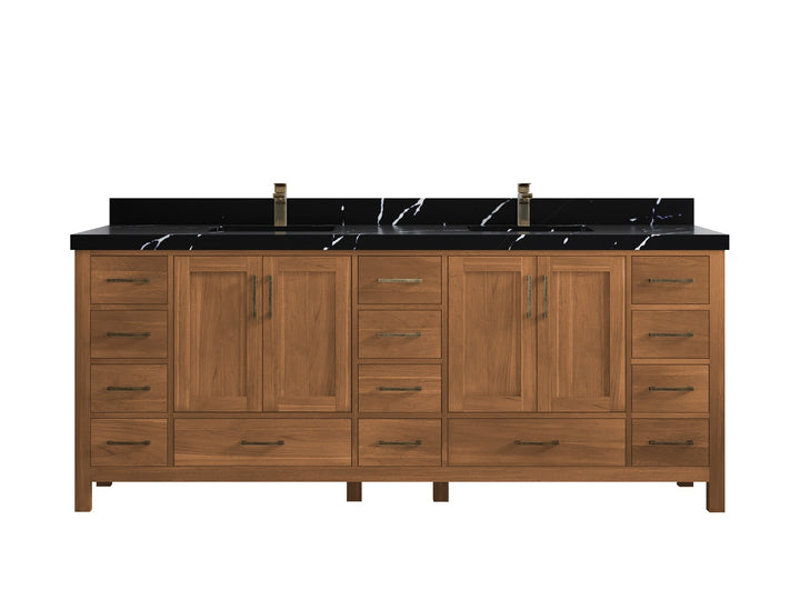 Malibu Teak Wood 84 in. W x 22 in. D Double Sink Bathroom Vanity - photo 13