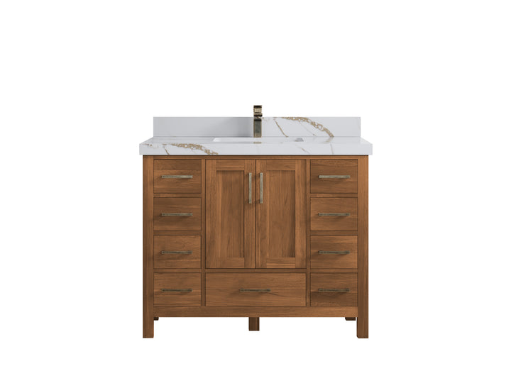 Malibu Teak Wood 42 in. W x 22 in. D Single Sink Bathroom Vanity - photo 16